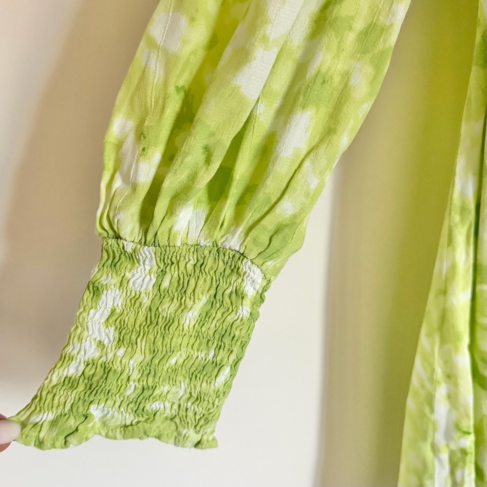 Faithfull The Brand Green Tie Dye Mini Dress Ruffle Vacation Womens Size 4 Small - Picture 5 of 13